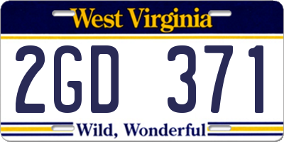 WV license plate 2GD371