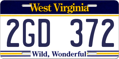 WV license plate 2GD372