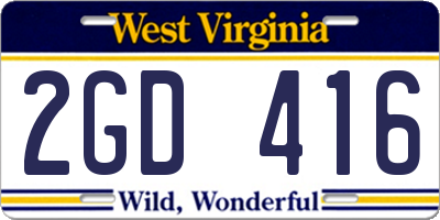 WV license plate 2GD416