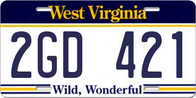 WV license plate 2GD421