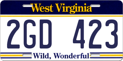 WV license plate 2GD423