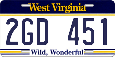 WV license plate 2GD451