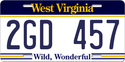WV license plate 2GD457