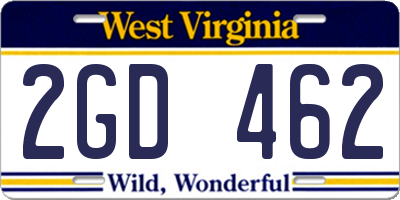 WV license plate 2GD462