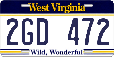 WV license plate 2GD472