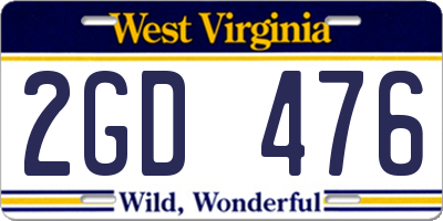 WV license plate 2GD476