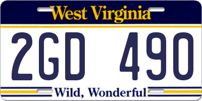 WV license plate 2GD490