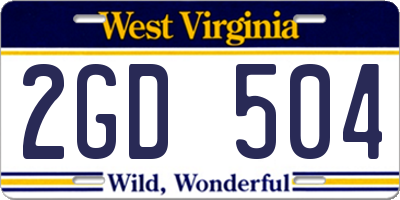 WV license plate 2GD504