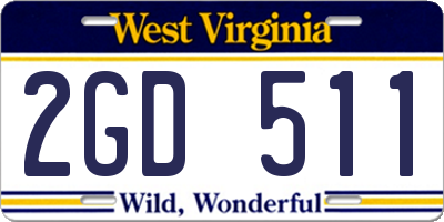 WV license plate 2GD511