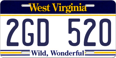 WV license plate 2GD520