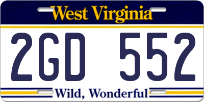 WV license plate 2GD552