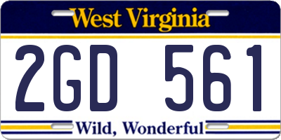 WV license plate 2GD561