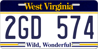 WV license plate 2GD574