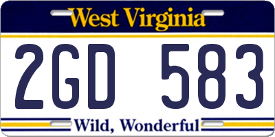 WV license plate 2GD583