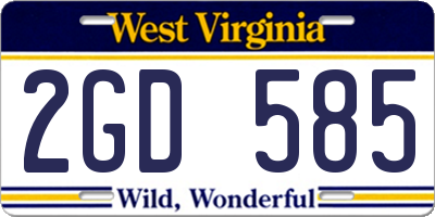 WV license plate 2GD585