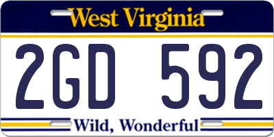 WV license plate 2GD592