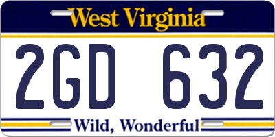 WV license plate 2GD632