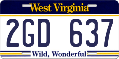 WV license plate 2GD637