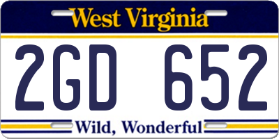 WV license plate 2GD652
