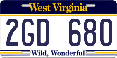 WV license plate 2GD680