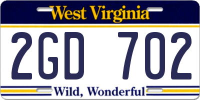WV license plate 2GD702