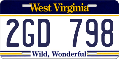 WV license plate 2GD798