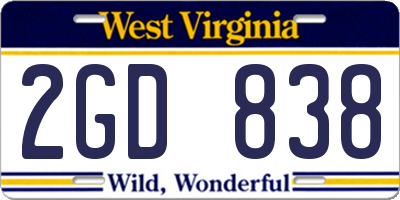 WV license plate 2GD838