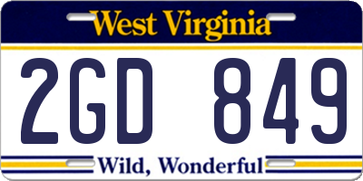 WV license plate 2GD849