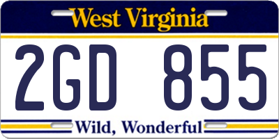 WV license plate 2GD855