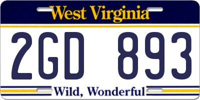 WV license plate 2GD893