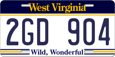 WV license plate 2GD904