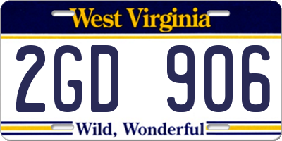 WV license plate 2GD906
