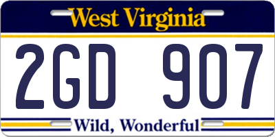 WV license plate 2GD907