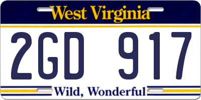 WV license plate 2GD917