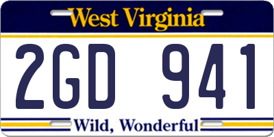 WV license plate 2GD941