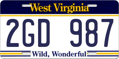 WV license plate 2GD987