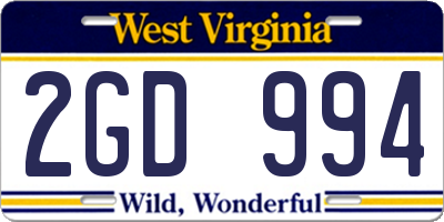 WV license plate 2GD994