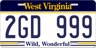 WV license plate 2GD999