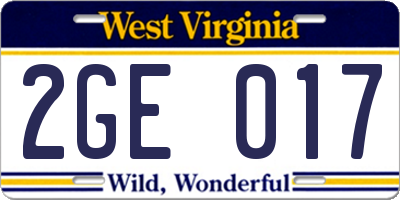 WV license plate 2GE017