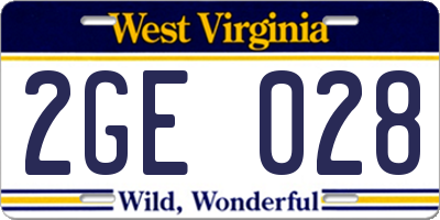 WV license plate 2GE028