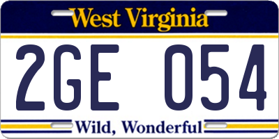 WV license plate 2GE054