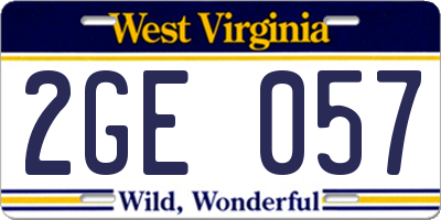 WV license plate 2GE057