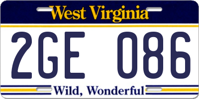 WV license plate 2GE086