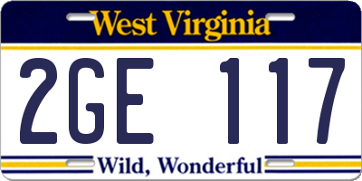WV license plate 2GE117