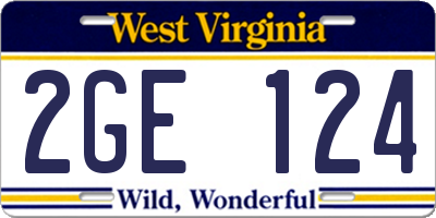WV license plate 2GE124