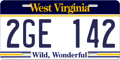 WV license plate 2GE142