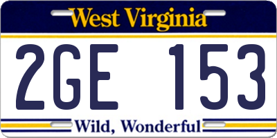 WV license plate 2GE153
