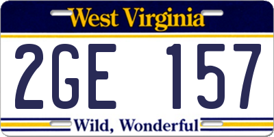 WV license plate 2GE157