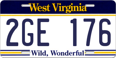 WV license plate 2GE176