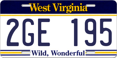 WV license plate 2GE195
